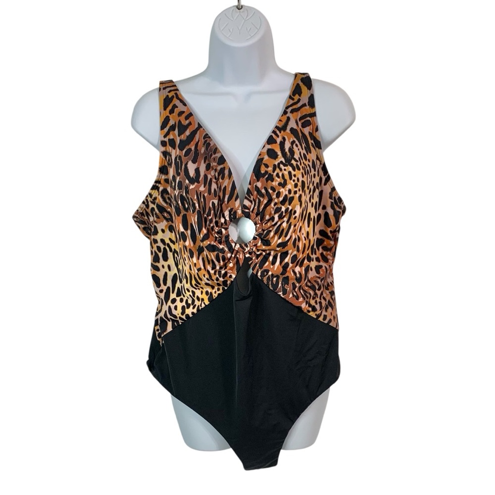 SWIMSUITS for ALL Leopard Print One-Piece Swimsuit Sz 20